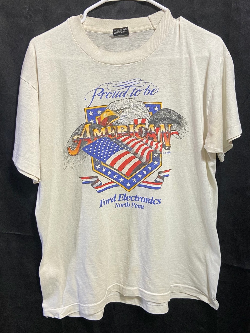 Vintage White 'Proud to be American' Eagle Graphic Tee